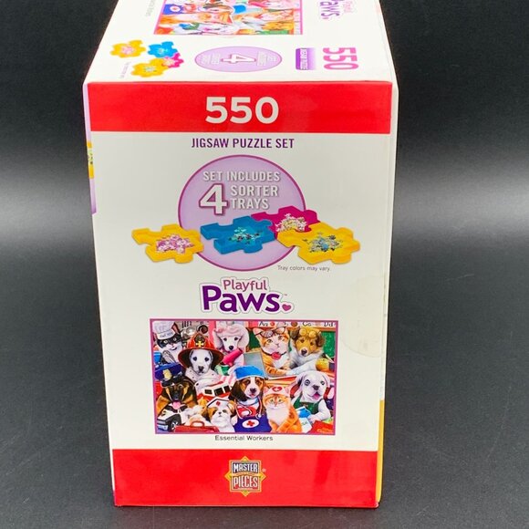 Playful Paws Jigsaw Puzzle 550 Piece Puppies Dogs 4 Sorter Trays Poster - Picture 4 of 7